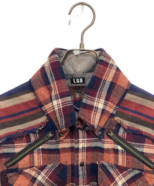 L.G.B（ルグランブルー）L.G.B (ルグランブルー) ジップデザインロングネルシャツ レッド サイズ:1の古着・服飾アイテム