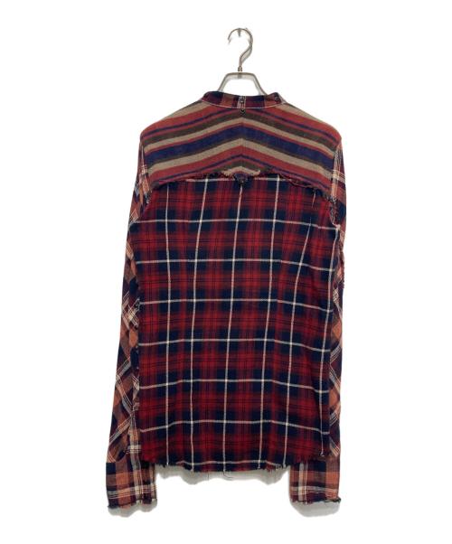 L.G.B（ルグランブルー）L.G.B (ルグランブルー) ジップデザインロングネルシャツ レッド サイズ:1の古着・服飾アイテム