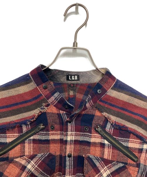 L.G.B（ルグランブルー）L.G.B (ルグランブルー) ジップデザインロングネルシャツ レッド サイズ:1の古着・服飾アイテム