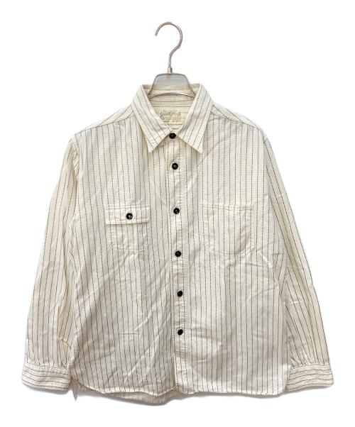 SUGAR CANE（シュガーケーン）SUGAR CANE (シュガーケーン) FICTION ROMANCE 8.5oz. WHITE WABASH STRIPE WORK SHIRT アイボリー サイズ:Ⅼの古着・服飾アイテム