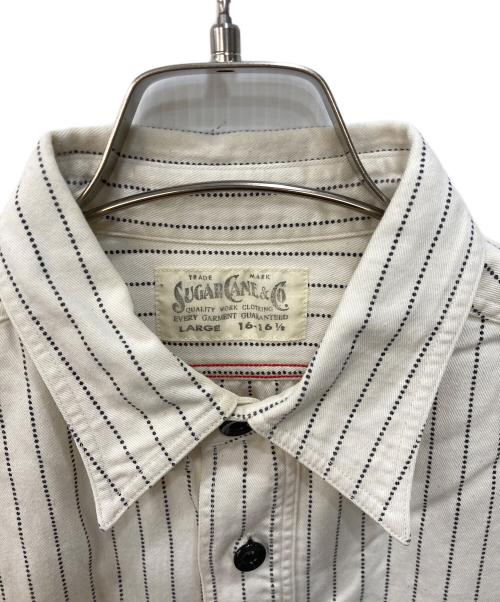 SUGAR CANE（シュガーケーン）SUGAR CANE (シュガーケーン) FICTION ROMANCE 8.5oz. WHITE WABASH STRIPE WORK SHIRT アイボリー サイズ:Ⅼの古着・服飾アイテム