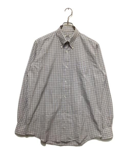 HERMES（エルメス）HERMES (エルメス) ボタンダウンチェックシャツ ブルー サイズ:15 3/4の古着・服飾アイテム
