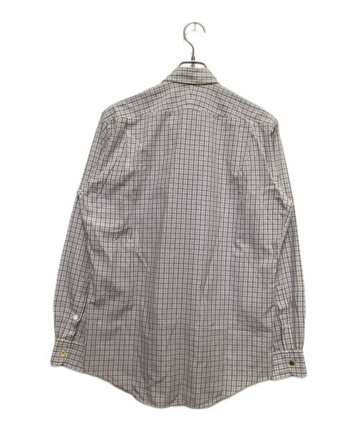 HERMES（エルメス）HERMES (エルメス) ボタンダウンチェックシャツ ブルー サイズ:15 3/4の古着・服飾アイテム