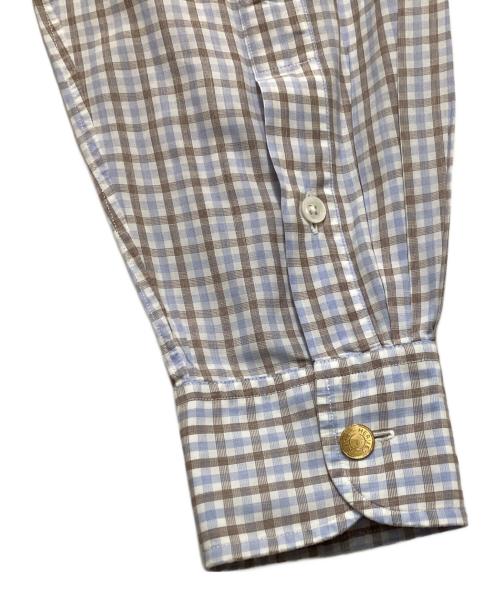 HERMES（エルメス）HERMES (エルメス) ボタンダウンチェックシャツ ブルー サイズ:15 3/4の古着・服飾アイテム