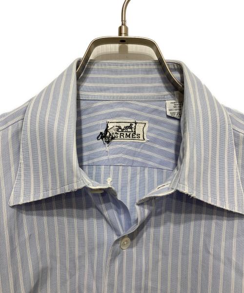 HERMES（エルメス）HERMES (エルメス) ストライプシャツ ブルー サイズ:15 1/2の古着・服飾アイテム