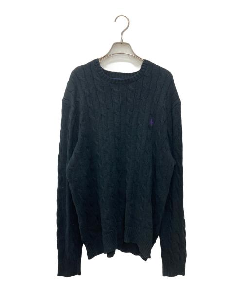 POLO RALPH LAUREN（ポロ・ラルフローレン）POLO RALPH LAUREN (ポロ・ラルフローレン) ケーブルニット ブラック サイズ:XLの古着・服飾アイテム