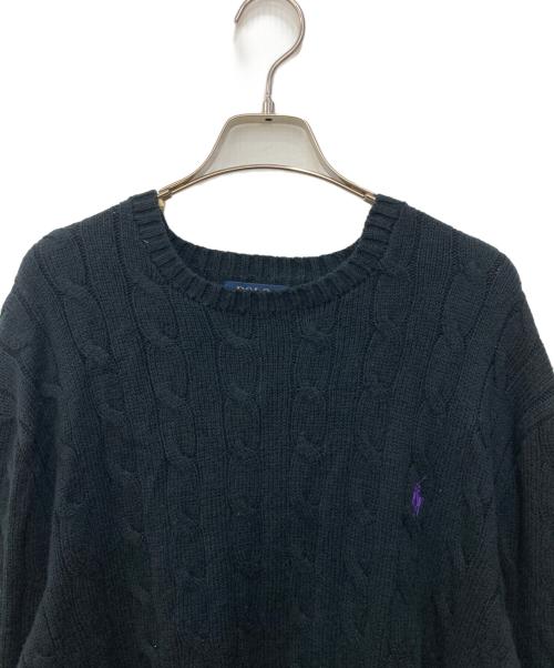 POLO RALPH LAUREN（ポロ・ラルフローレン）POLO RALPH LAUREN (ポロ・ラルフローレン) ケーブルニット ブラック サイズ:XLの古着・服飾アイテム
