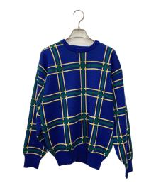 Christian Dior Sports（クリスチャン ディオールスポーツ）の古着「チェック柄ニット」｜ブルー