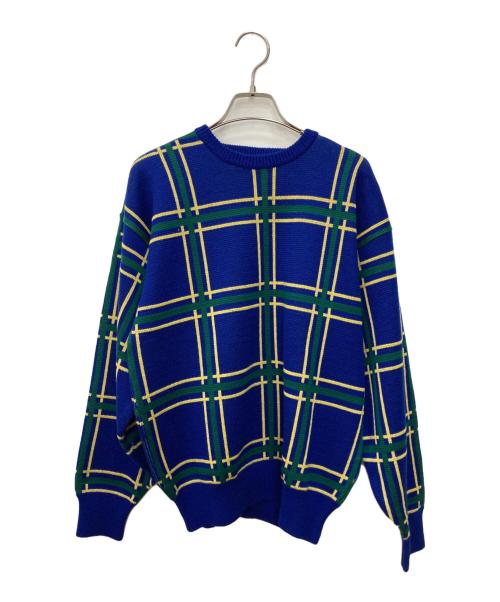 Christian Dior Sports（クリスチャン ディオールスポーツ）Christian Dior Sports (クリスチャン ディオールスポーツ) チェック柄ニット ブルー サイズ:Mの古着・服飾アイテム