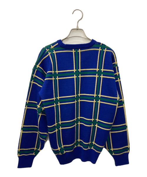 Christian Dior Sports（クリスチャン ディオールスポーツ）Christian Dior Sports (クリスチャン ディオールスポーツ) チェック柄ニット ブルー サイズ:Mの古着・服飾アイテム