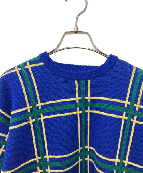 Christian Dior Sports（クリスチャン ディオールスポーツ）Christian Dior Sports (クリスチャン ディオールスポーツ) チェック柄ニット ブルー サイズ:Mの古着・服飾アイテム