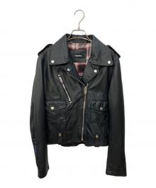 DIESEL（ディーゼル）の古着「ダブルライダースジャケット」｜ブラック