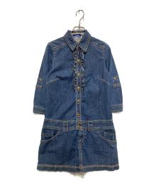 BURBERRY BLUE LABEL（バーバリー ブルー レーベル）の古着「金釦デニムシャツワンピース」｜インディゴ