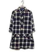BURBERRY BLUE LABELバーバリー ブルー レーベル）の古着「刺繍チェックシャツワンピース」｜ネイビー
