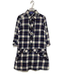 BURBERRY BLUE LABEL（バーバリー ブルー レーベル）の古着「刺繍チェックシャツワンピース」｜ネイビー