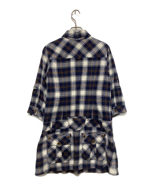 BURBERRY BLUE LABEL（バーバリー ブルー レーベル）BURBERRY BLUE LABEL (バーバリー ブルー レーベル) 刺繍チェックシャツワンピース ネイビー サイズ:38の古着・服飾アイテム