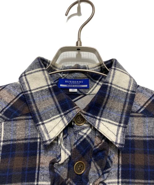 BURBERRY BLUE LABEL（バーバリー ブルー レーベル）BURBERRY BLUE LABEL (バーバリー ブルー レーベル) 刺繍チェックシャツワンピース ネイビー サイズ:38の古着・服飾アイテム