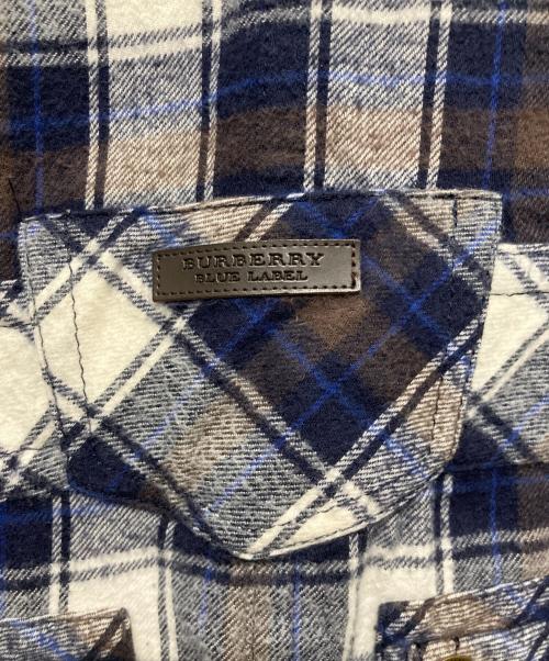 BURBERRY BLUE LABEL（バーバリー ブルー レーベル）BURBERRY BLUE LABEL (バーバリー ブルー レーベル) 刺繍チェックシャツワンピース ネイビー サイズ:38の古着・服飾アイテム