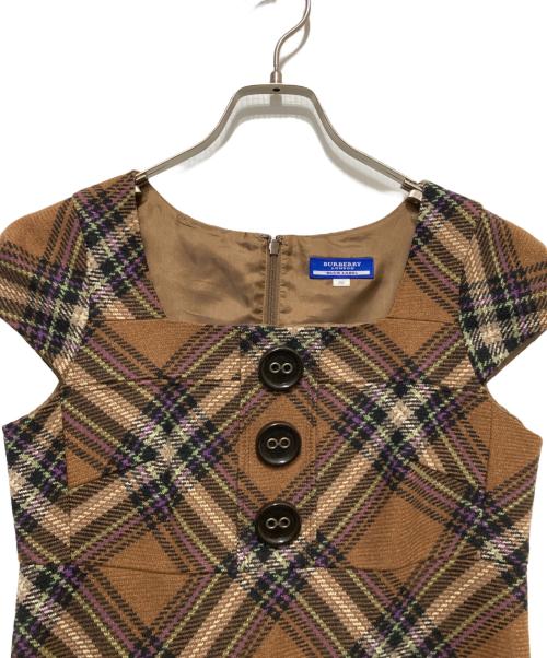 BURBERRY BLUE LABEL（バーバリー ブルー レーベル）BURBERRY BLUE LABEL (バーバリー ブルー レーベル) カシミヤ・モヘヤコンウールワンピース ブラウン サイズ:38の古着・服飾アイテム