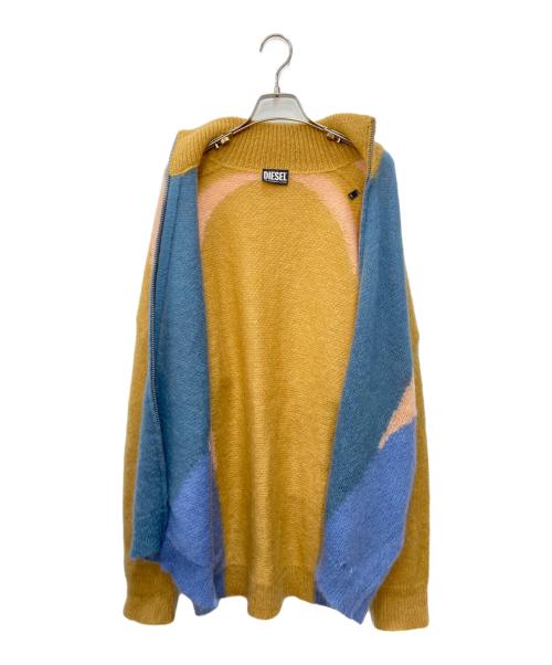 DIESEL（ディーゼル）DIESEL (ディーゼル) モヘアジップアップニット オレンジ×ブルー サイズ:xsの古着・服飾アイテム