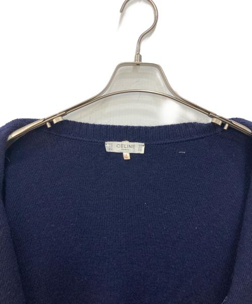 CELINE（セリーヌ）CELINE (セリーヌ) 金釦Vネックカーディガン ネイビー サイズ:XLの古着・服飾アイテム