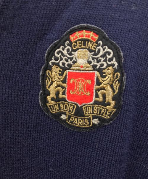 CELINE（セリーヌ）CELINE (セリーヌ) 金釦Vネックカーディガン ネイビー サイズ:XLの古着・服飾アイテム