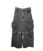 MAISON SPECIALメゾンスペシャル）の古着「Big Pocket 2WAY Denim Wide Cargo Pants」｜ブラック