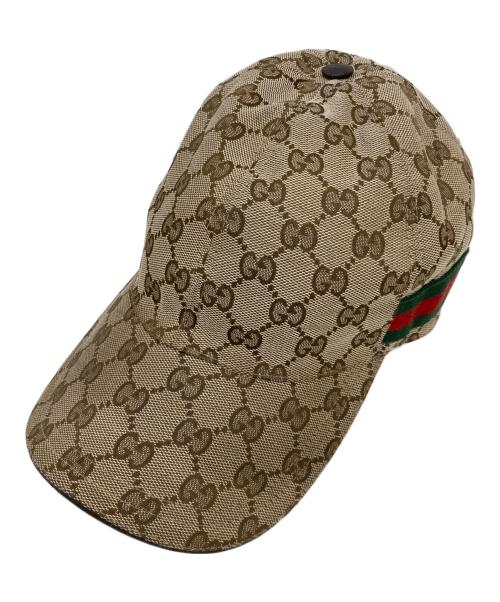 GUCCI（グッチ）GUCCI (グッチ) オリジナルGGキャンバス ベースボール キャップ ブラウン サイズ:L59の古着・服飾アイテム