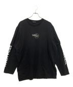 MONCLERモンクレール）の古着「ルーズフィット レイヤードロゴプリントロングTシャツ」｜ブラック