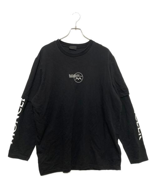 MONCLER（モンクレール）MONCLER (モンクレール) ルーズフィット レイヤードロゴプリントロングTシャツ ブラック サイズ: XXLの古着・服飾アイテム