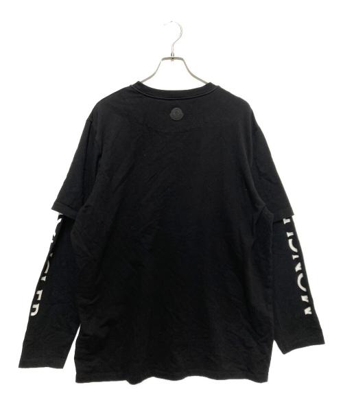 MONCLER（モンクレール）MONCLER (モンクレール) ルーズフィット レイヤードロゴプリントロングTシャツ ブラック サイズ: XXLの古着・服飾アイテム