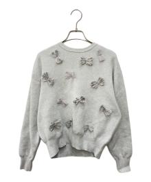 UNITED ARROWS（ユナイテッドアローズ）の古着「3Dリボンクルーネックニット」｜グレー