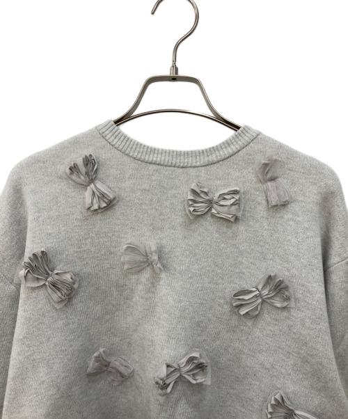 UNITED ARROWS（ユナイテッドアローズ）UNITED ARROWS (ユナイテッドアローズ) 3Dリボンクルーネックニット グレー サイズ:FREEの古着・服飾アイテム