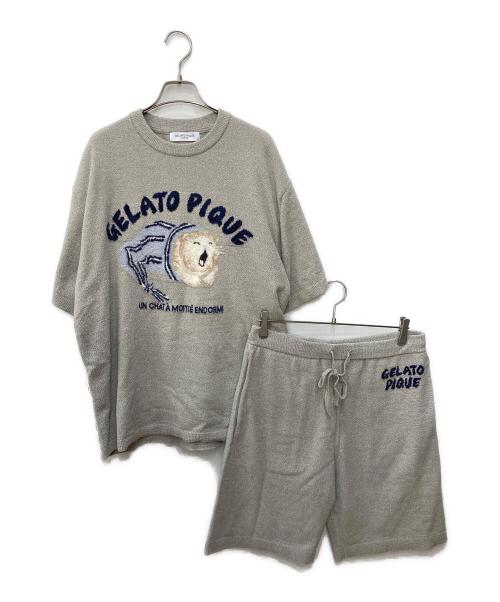 GELATO PIQUE HOMME（ジェラートピケ オム）GELATO PIQUE HOMME (ジェラートピケ オム) sleeping cat JQDプルオーバー＆ハーフパンツSET グレー サイズ:Ⅼ 未使用品の古着・服飾アイテム