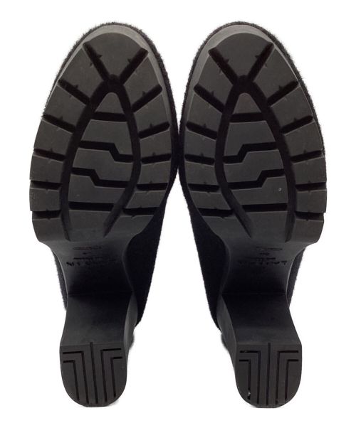 LANVIN en Bleu（ランバンオンブルー）LANVIN en Bleu (ランバンオンブルー) 厚底ストレッチニットショートブーツ ブラック サイズ:24cmの古着・服飾アイテム