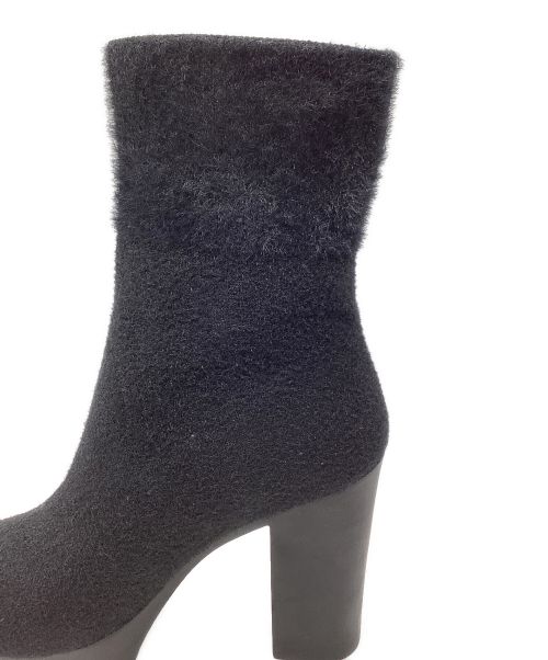 LANVIN en Bleu（ランバンオンブルー）LANVIN en Bleu (ランバンオンブルー) 厚底ストレッチニットショートブーツ ブラック サイズ:24cmの古着・服飾アイテム