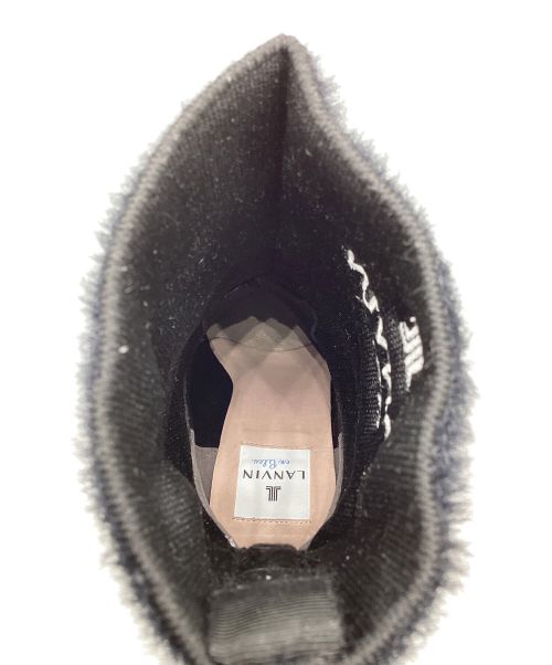 LANVIN en Bleu（ランバンオンブルー）LANVIN en Bleu (ランバンオンブルー) 厚底ストレッチニットショートブーツ ブラック サイズ:24cmの古着・服飾アイテム
