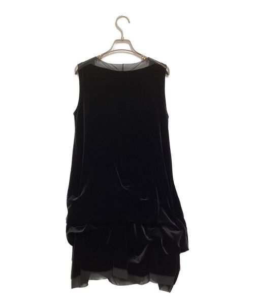 VELOUR NOIR by FOXEY NEWYORK（ベロア ノワール by フォクシー ニューヨーク）VELOUR NOIR by FOXEY NEWYORK (ベロア ノワール by フォクシー ニューヨーク) ベロアノースリーブワンピース ブラック サイズ:38の古着・服飾アイテム