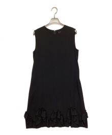 FOXEY NEWYORK（フォクシーニューヨーク）の古着「裾フリルノースリーブワンピース」｜ブラック