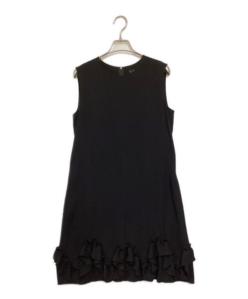 FOXEY NEWYORK（フォクシーニューヨーク）FOXEY NEWYORK (フォクシーニューヨーク) 裾フリルノースリーブワンピース ブラック サイズ:40の古着・服飾アイテム