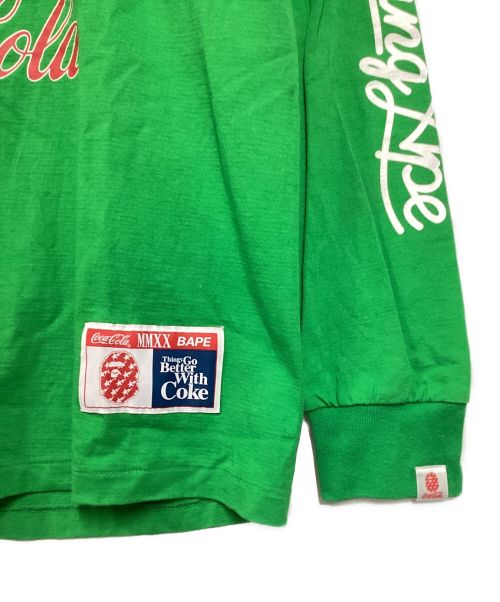 A BATHING APE（ア ベイシング エイプ）A BATHING APE (アベイシングエイプ) Coca Cola (コカコーラ) プリントカットソー グリーン サイズ:Lの古着・服飾アイテム