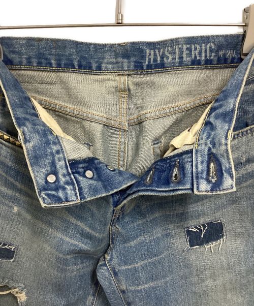 Hysteric Glamour（ヒステリックグラマー）Hysteric Glamour (ヒステリックグラマー) スクエアウインドウリメイク スリムストレートデニムパンツ インディゴ サイズ:28の古着・服飾アイテム