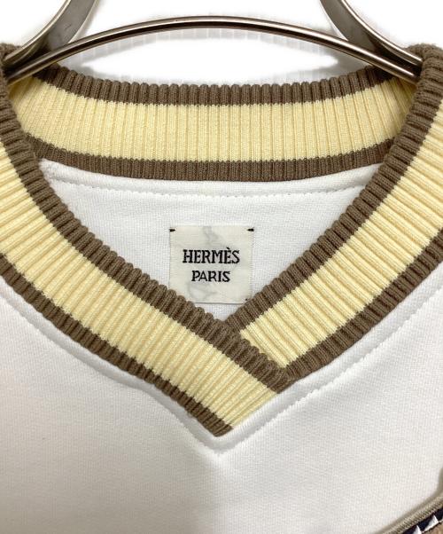 HERMES（エルメス）HERMES (エルメス) 刺繍スウェット ホワイト サイズ:36の古着・服飾アイテム