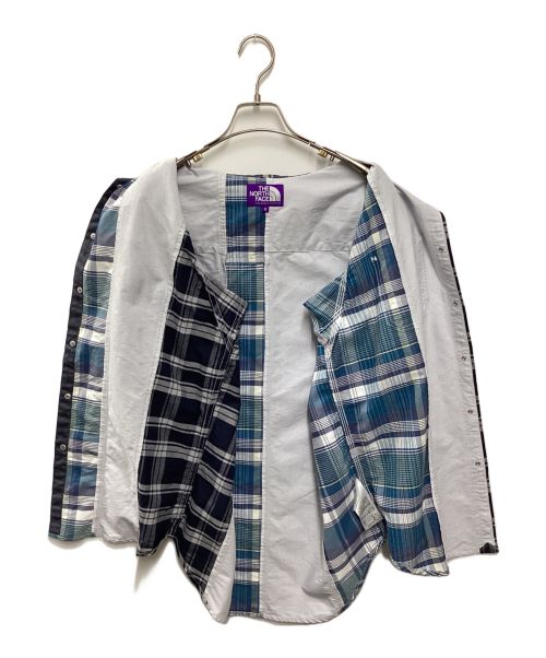 THE NORTHFACE PURPLELABEL（ザ・ノースフェイス パープルレーベル）THE NORTHFACE PURPLELABEL (ザ・ノースフェイス パープルレーベル) Patchwork H/S Shirt ブルー サイズ:Sの古着・服飾アイテム