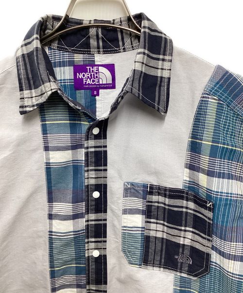 THE NORTHFACE PURPLELABEL（ザ・ノースフェイス パープルレーベル）THE NORTHFACE PURPLELABEL (ザ・ノースフェイス パープルレーベル) Patchwork H/S Shirt ブルー サイズ:Sの古着・服飾アイテム