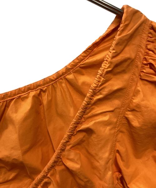 GANNI（ガニー）Ganni (ガニー) Cotton Poplin Gathered U-neck Mini Dress オレンジ サイズ:36の古着・服飾アイテム