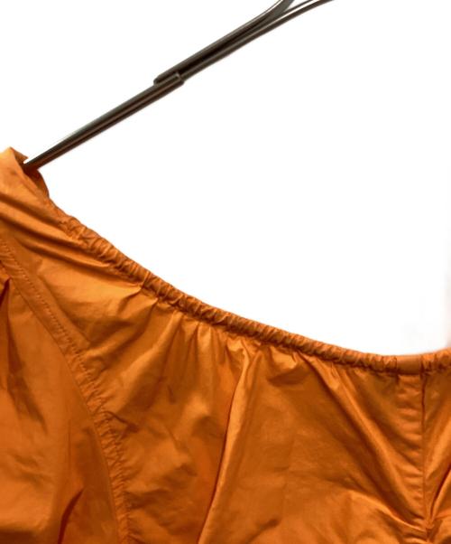 GANNI（ガニー）Ganni (ガニー) Cotton Poplin Gathered U-neck Mini Dress オレンジ サイズ:36の古着・服飾アイテム