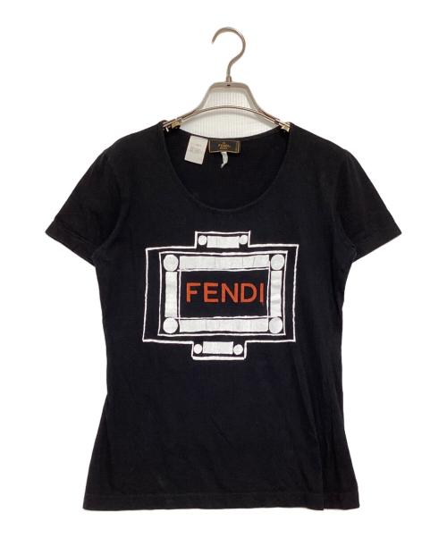 FENDI（フェンディ）FENDI (フェンディ) ロゴ刺繍Tシャツ ブラック サイズ:40の古着・服飾アイテム