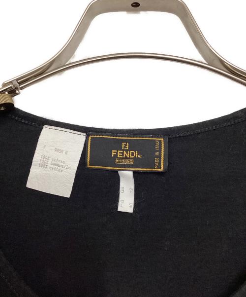 FENDI（フェンディ）FENDI (フェンディ) ロゴ刺繍Tシャツ ブラック サイズ:40の古着・服飾アイテム