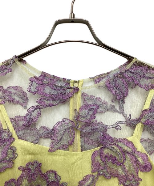 GRACE CLASS（グレースクラス）GRACE CLASS (グレースクラス) フラワー刺繍チュールワンピース イエロー×パープル サイズ:36の古着・服飾アイテム